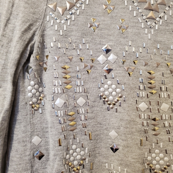 White House Black Market Grey Boat Neck Sequin Long Sleeve Blouse (Size XS) - Picture 8 of 16